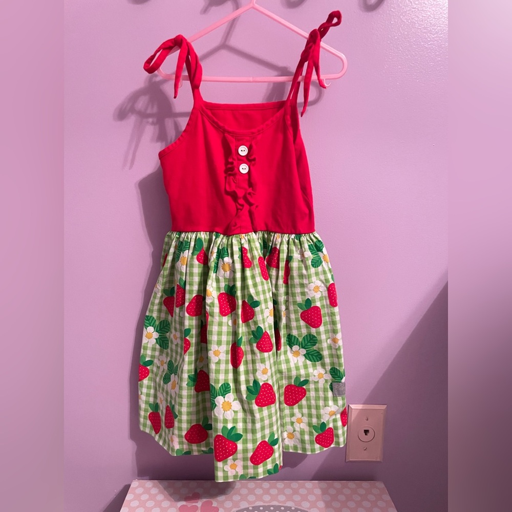 Eleanor Rose strawberry sundress, size 5-6